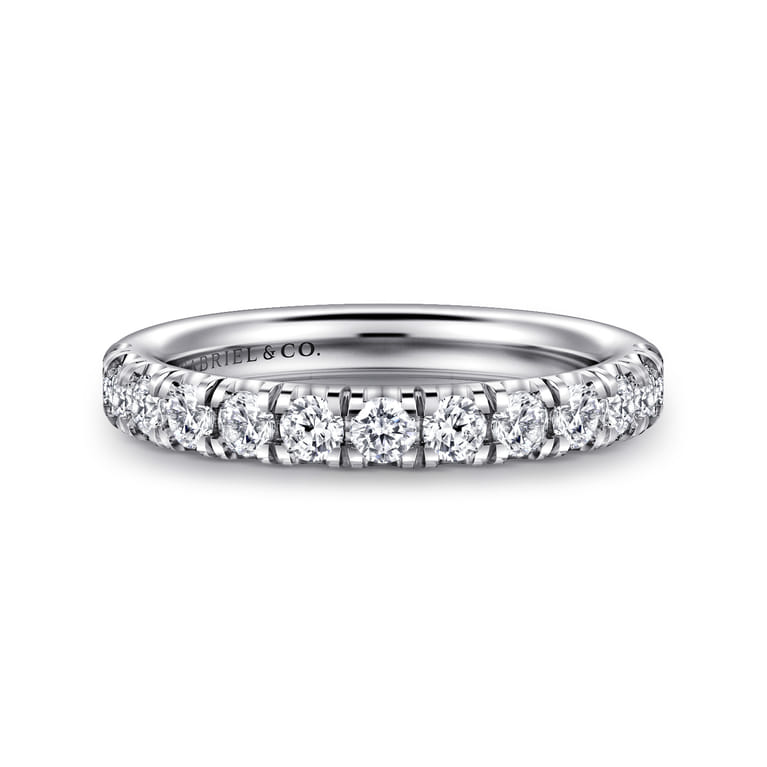Straight Wedding Ring in 14k White Gold with Round Natural Diamond at Gabriel & Co. - Shot 1