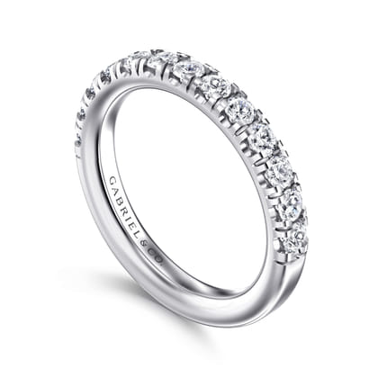 Avignon - 14K White Gold 13 Stone French Pave Set Diamond Anniversary Band