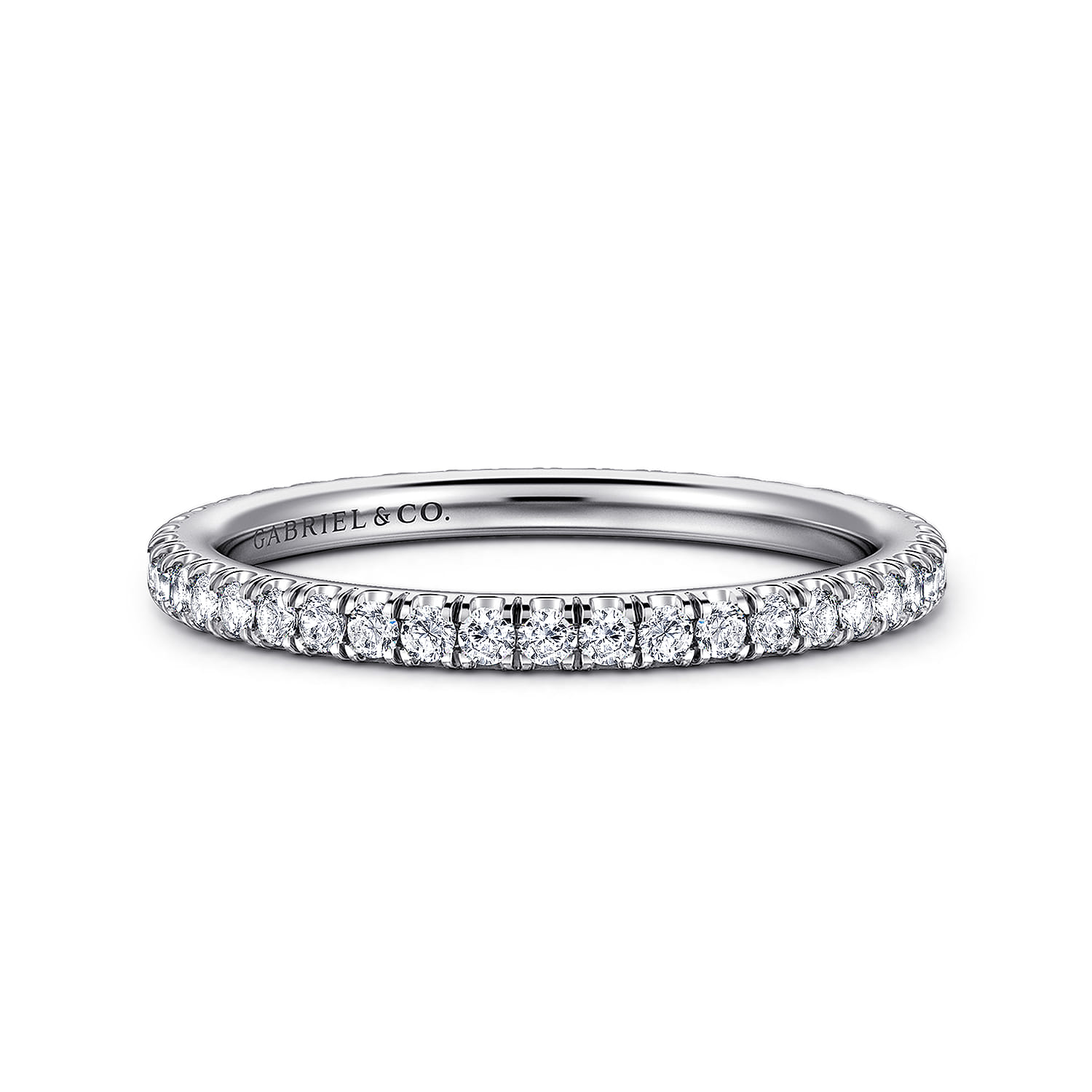 Eternity Band Wedding Ring in 14k White Gold with Round Natural Diamond at Gabriel & Co. - Shot 1