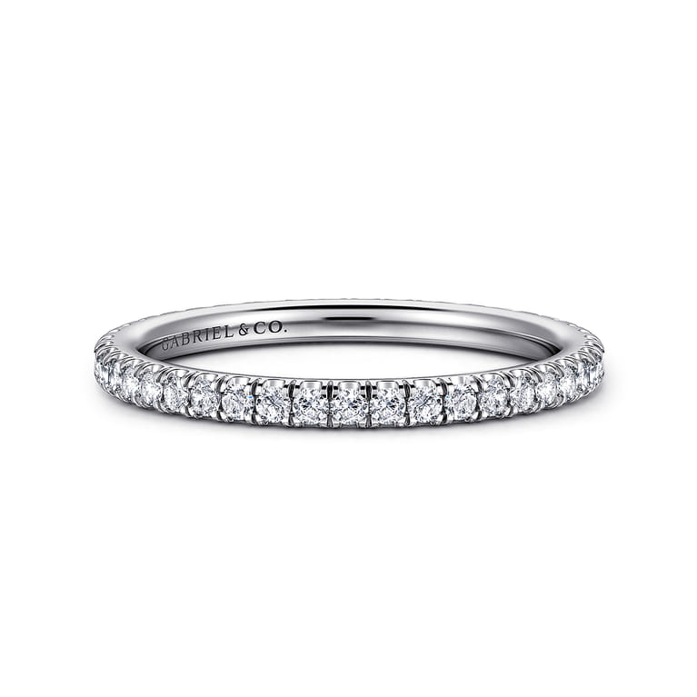 Eternity Band Wedding Ring in 14k White Gold with Round Natural Diamond at Gabriel & Co. - Shot 1