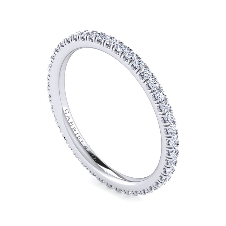 Eternity Band Wedding Ring in 14k White Gold with Round Natural Diamond at Gabriel & Co. - Shot 3