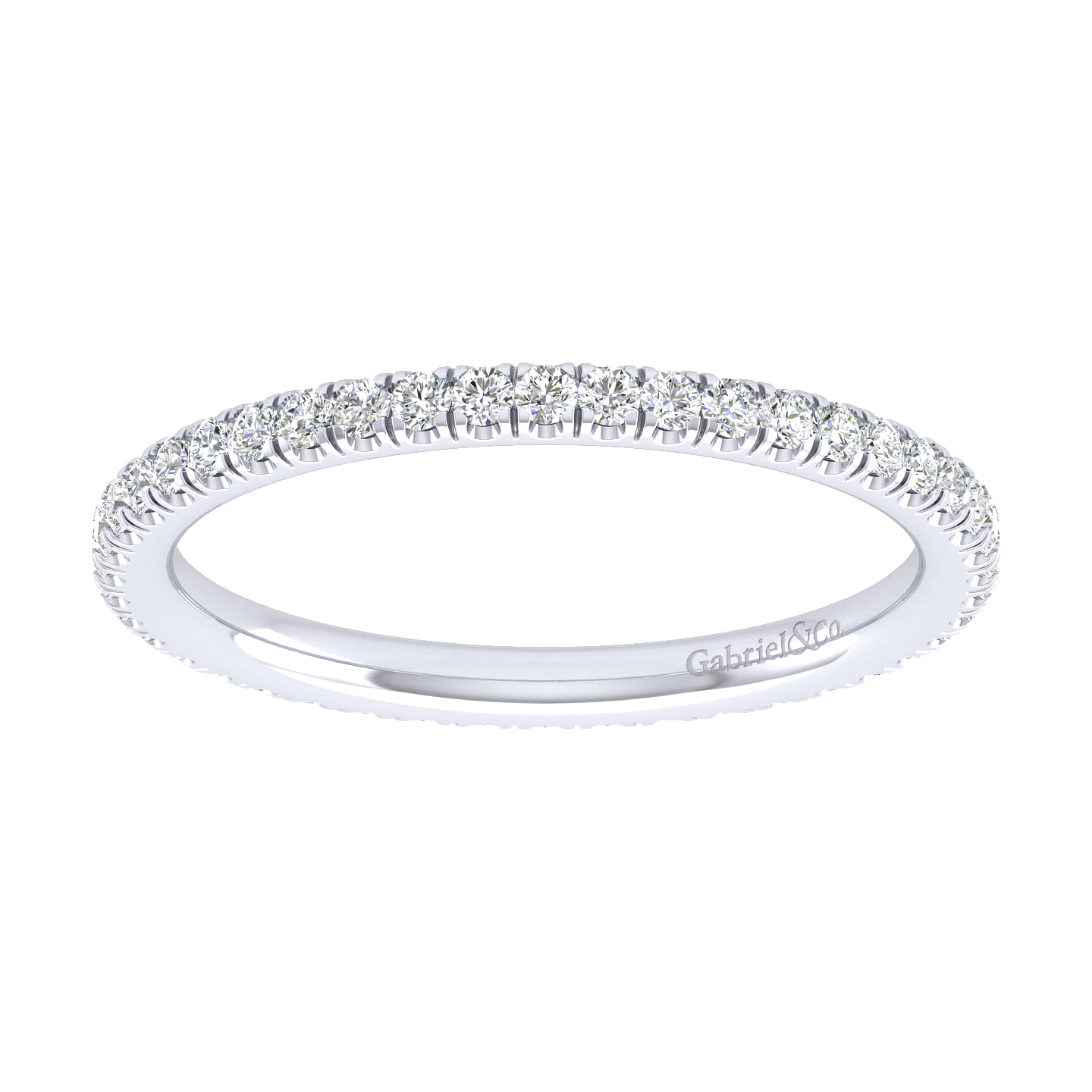Eternity Band Wedding Ring in 14k White Gold with Round Natural Diamond at Gabriel & Co. - Shot 5