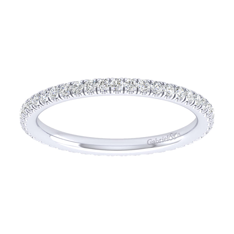 Eternity Band Wedding Ring in 14k White Gold with Round Natural Diamond at Gabriel & Co. - Shot 5