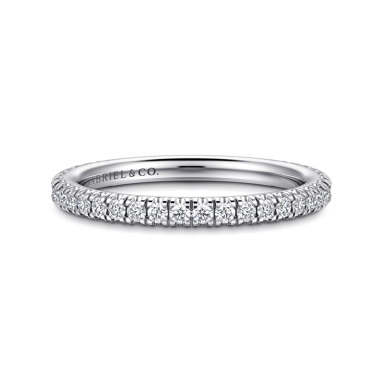 Avignon - 14K White Gold French Pave Diamond Wedding Band