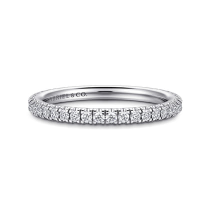 Avignon - 14K White Gold French Pave Diamond Wedding Band