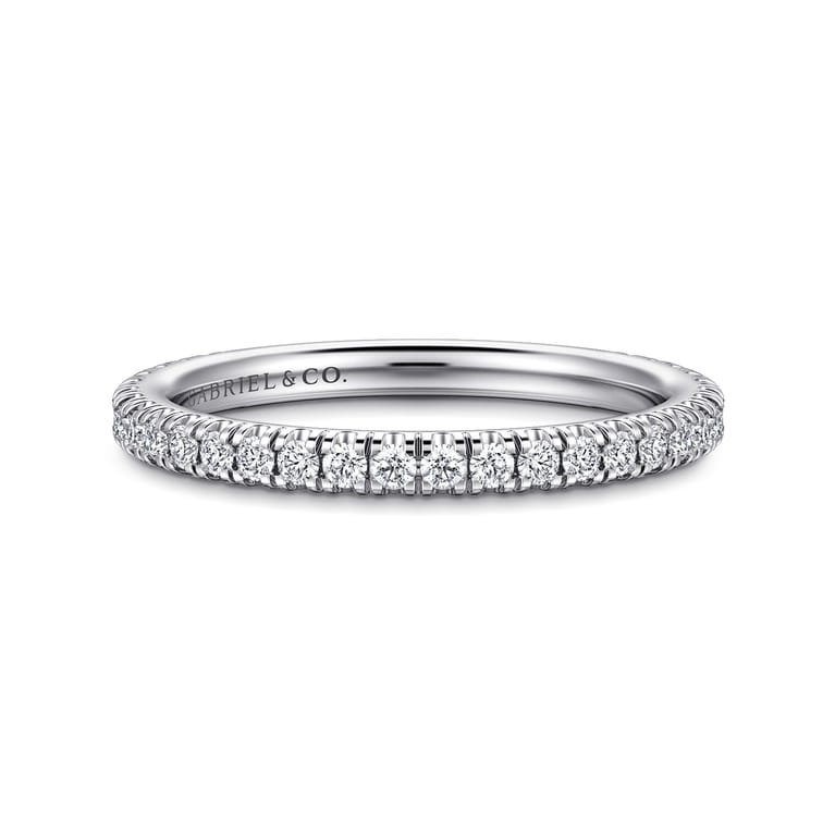 Straight Wedding Ring in 14k White Gold with Round Natural Diamond at Gabriel & Co. - Shot 1