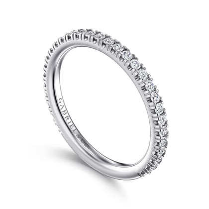 Avignon - 14K White Gold French Pave Diamond Wedding Band