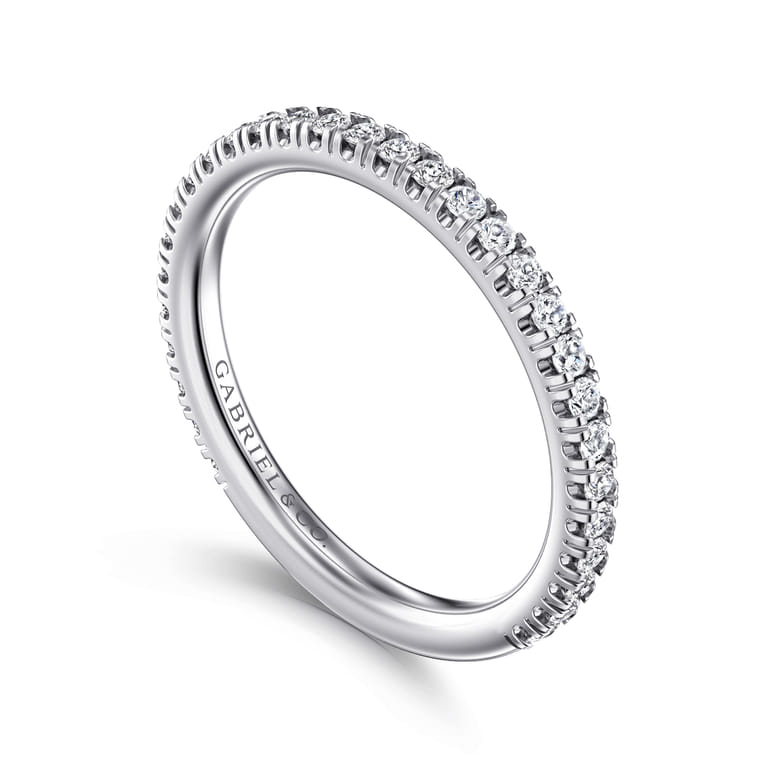 Straight Wedding Ring in 14k White Gold with Round Natural Diamond at Gabriel & Co. - Shot 3