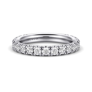 Avignon - 14K White Gold French Pave Diamond Wedding Band