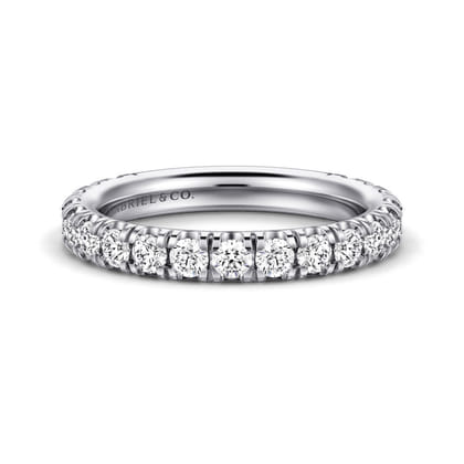 Avignon - 14K White Gold French Pave Diamond Wedding Band