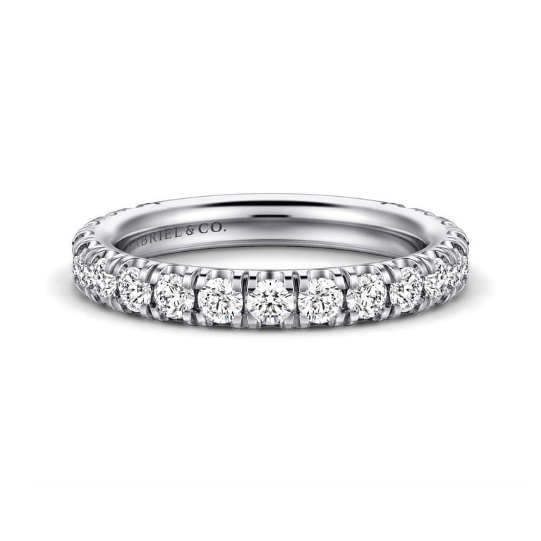 Straight Wedding Ring in 14k White Gold with Round Natural Diamond at Gabriel & Co. - Shot 1