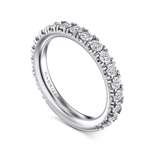 Avignon - 14K White Gold French Pave Diamond Wedding Band