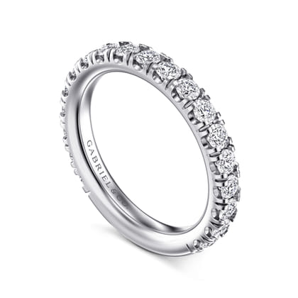 Avignon - 14K White Gold French Pave Diamond Wedding Band