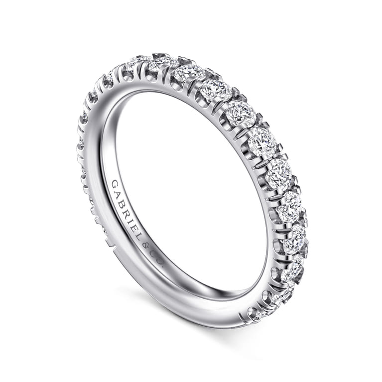 Straight Wedding Ring in 14k White Gold with Round Natural Diamond at Gabriel & Co. - Shot 3