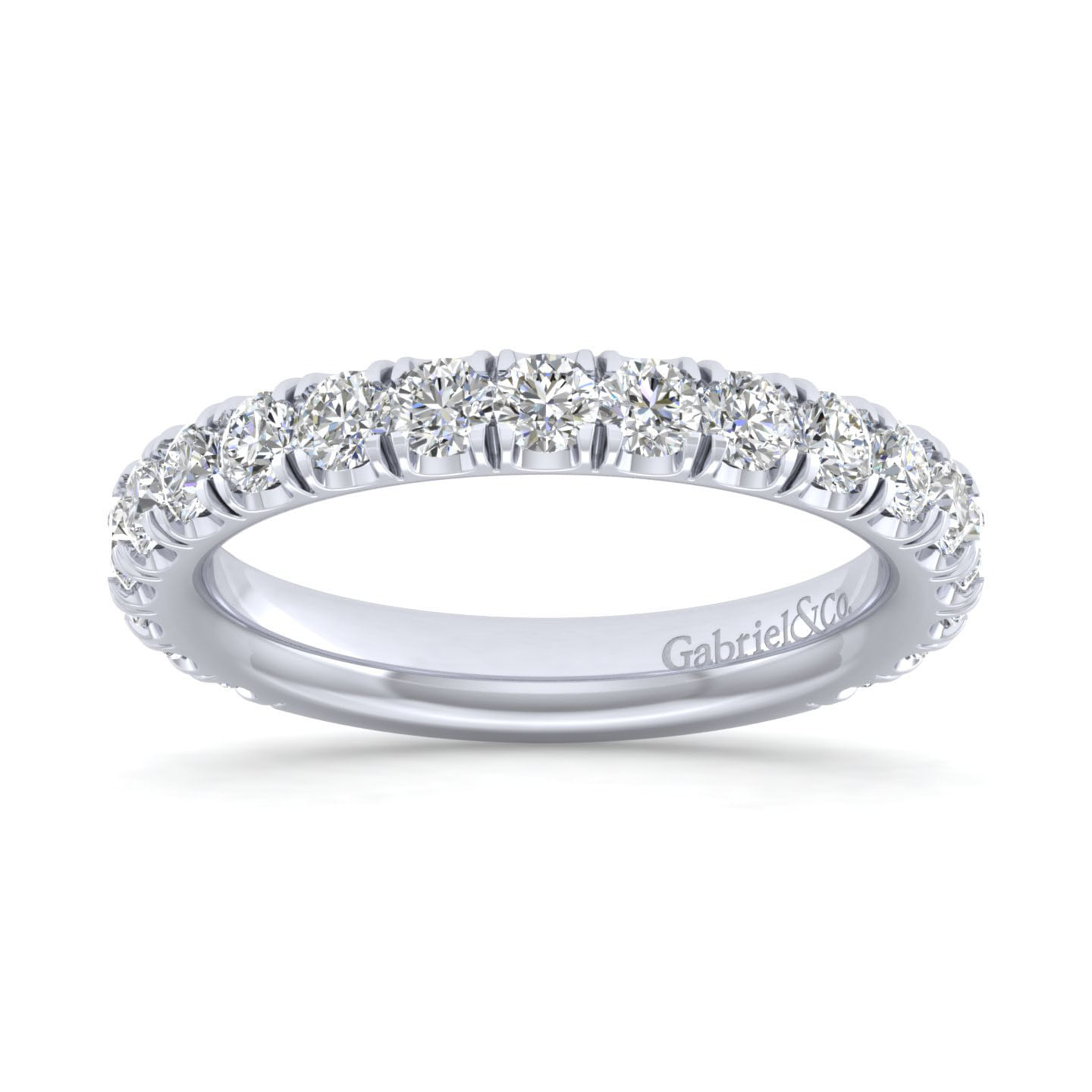 Avignon - 14K White Gold French Pave Diamond Wedding Band