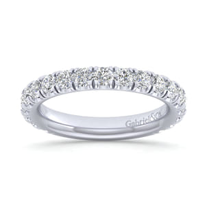 Avignon - 14K White Gold French Pave Diamond Wedding Band