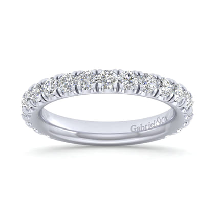 Avignon - 14K White Gold French Pave Diamond Wedding Band