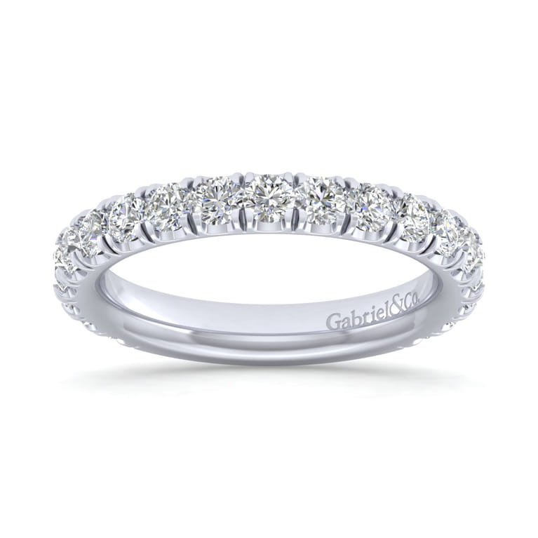 Straight Wedding Ring in 14k White Gold with Round Natural Diamond at Gabriel & Co. - Shot 5