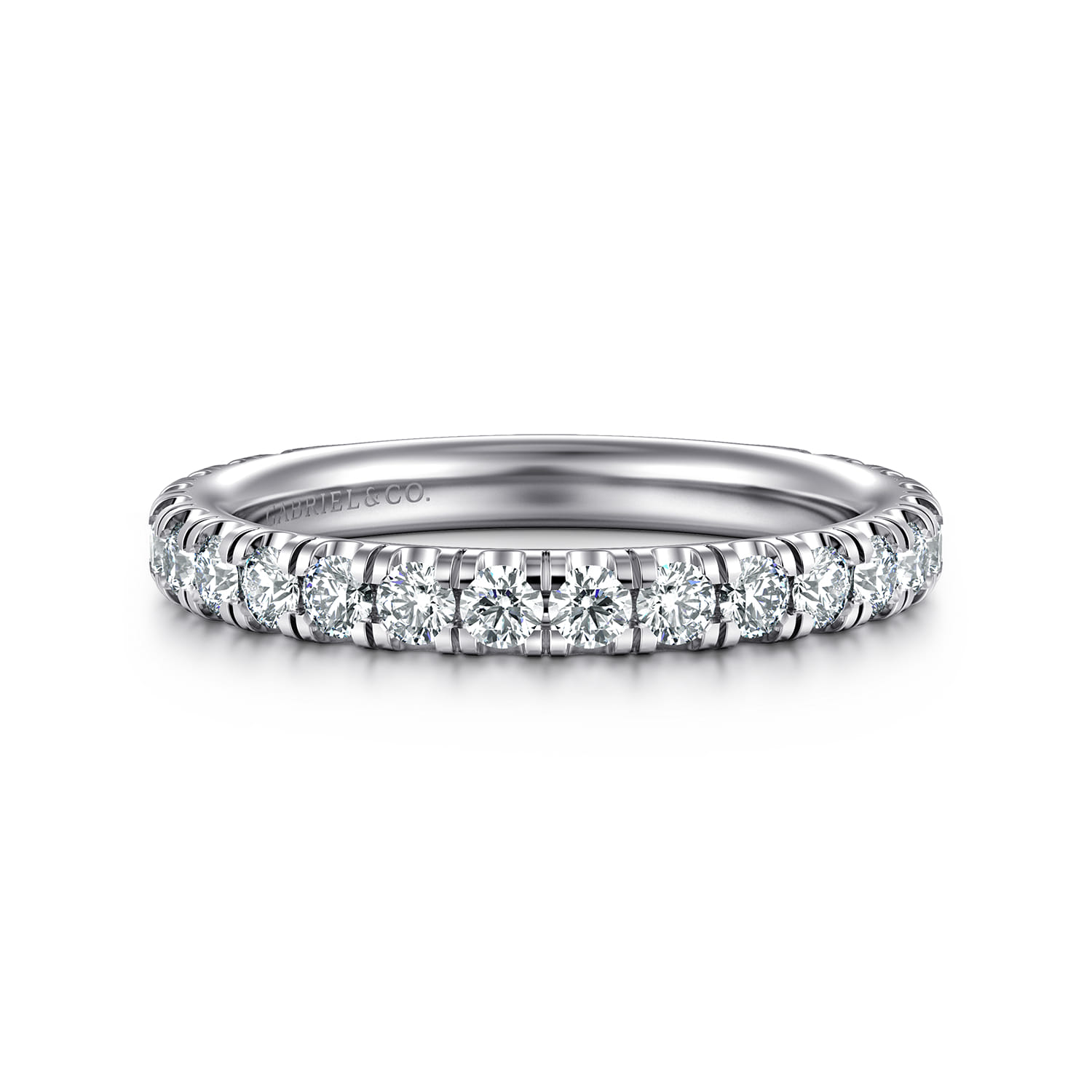 Straight Wedding Ring in 14k White Gold with Round Natural Diamond at Gabriel & Co. - Shot 1