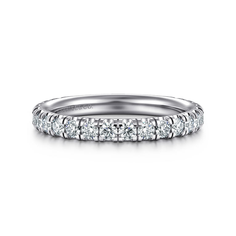 Straight Wedding Ring in 14k White Gold with Round Natural Diamond at Gabriel & Co. - Shot 1