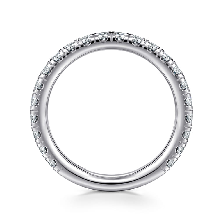 Straight Wedding Ring in 14k White Gold with Round Natural Diamond at Gabriel & Co. - Shot 2