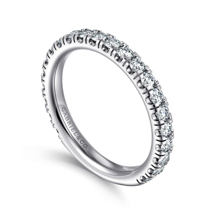 Avignon - 14K White Gold French Pave Set Diamond Anniversary Band
