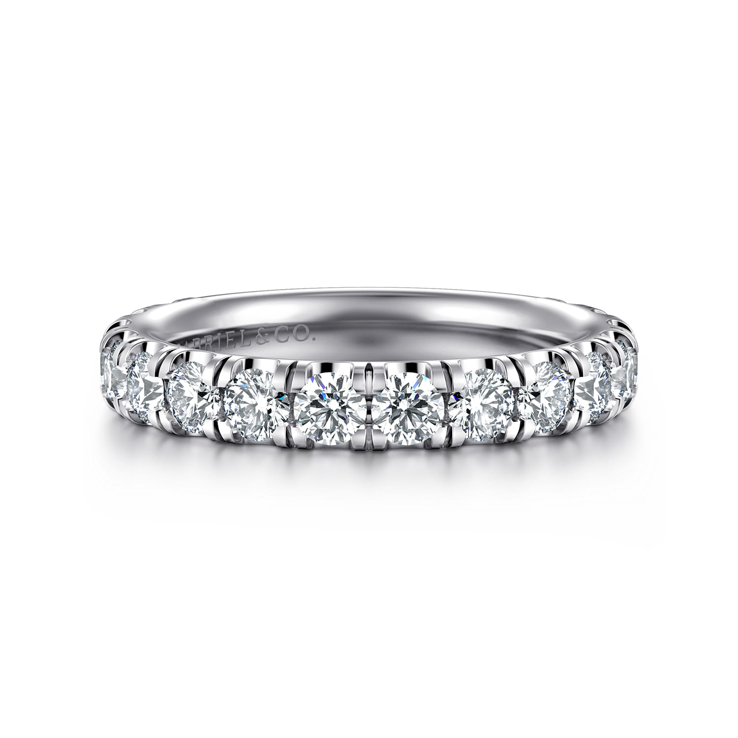 Straight Wedding Ring in 14k White Gold with Round Natural Diamond at Gabriel & Co. - Shot 1