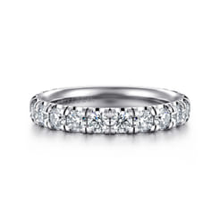 Avignon - 14K White Gold French Pave Set Diamond Anniversary Band