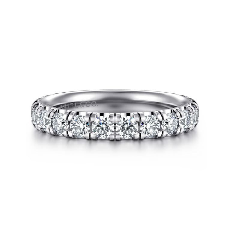 Straight Wedding Ring in 14k White Gold with Round Natural Diamond at Gabriel & Co. - Shot 1