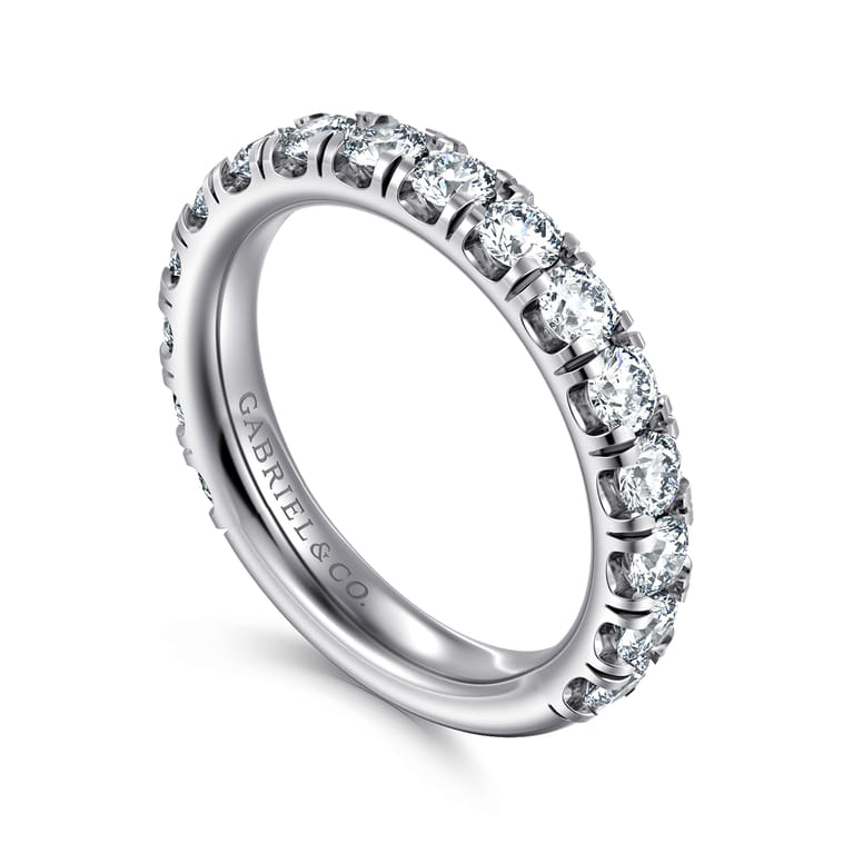 Straight Wedding Ring in 14k White Gold with Round Natural Diamond at Gabriel & Co. - Shot 3