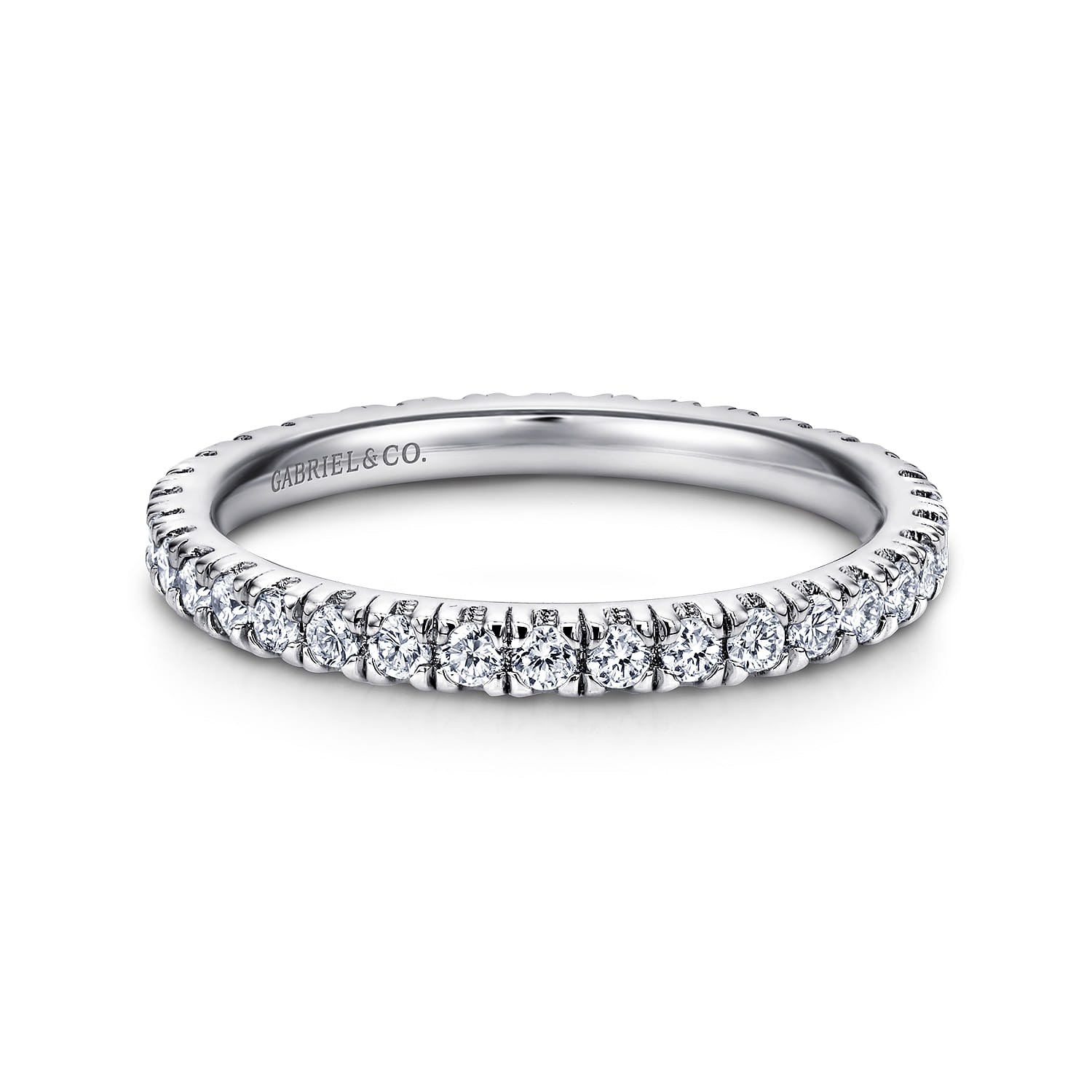 Eternity Band Wedding Ring in 14k White Gold with Round Natural Diamond at Gabriel & Co. - Shot 1