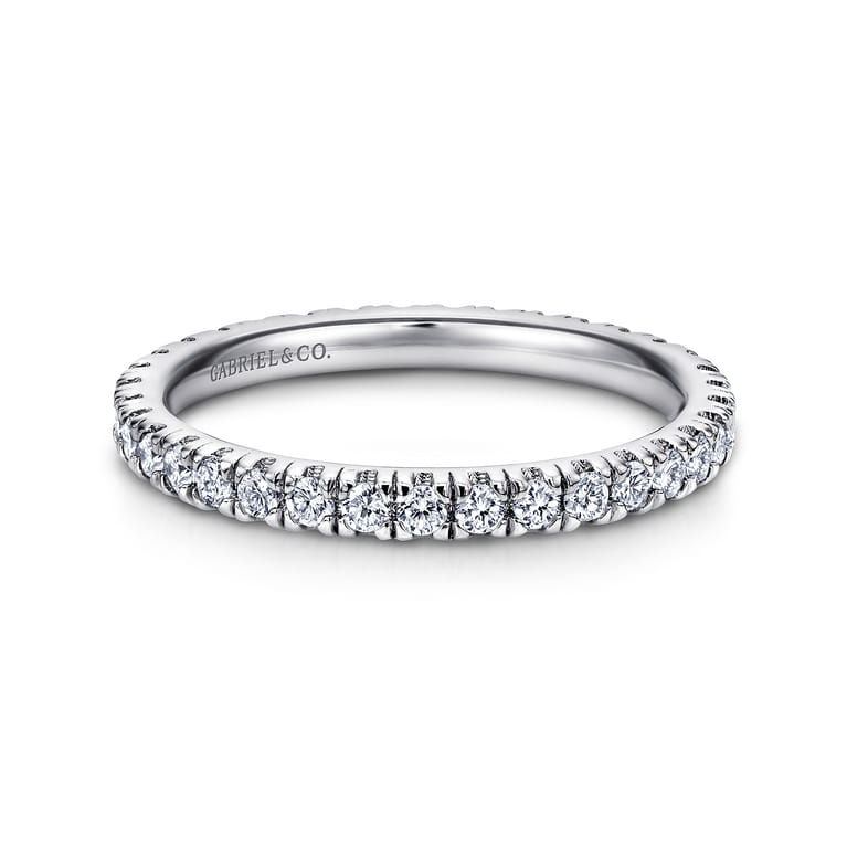 Eternity Band Wedding Ring in 14k White Gold with Round Natural Diamond at Gabriel & Co. - Shot 1