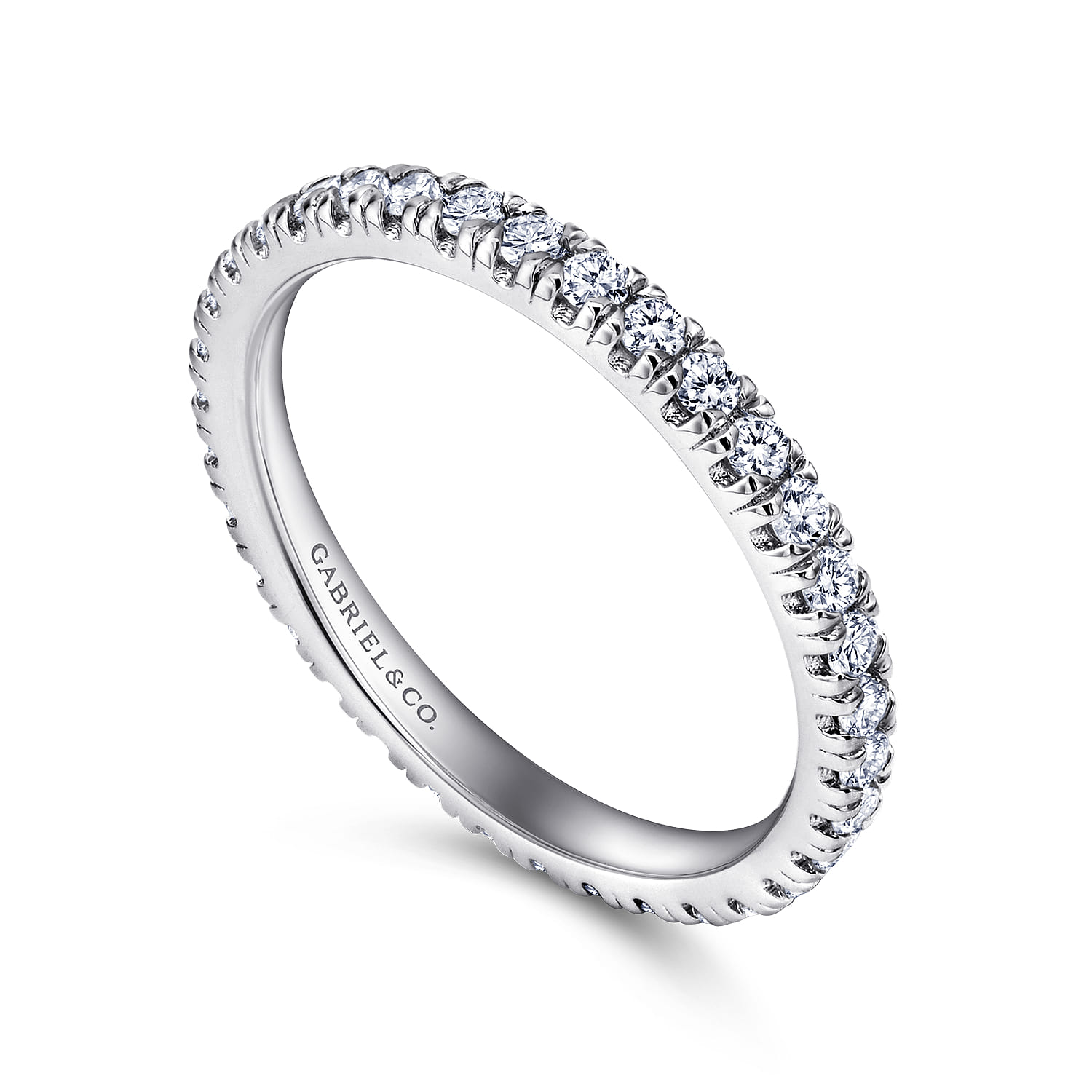 Eternity Band Wedding Ring in 14k White Gold with Round Natural Diamond at Gabriel & Co. - Shot 3