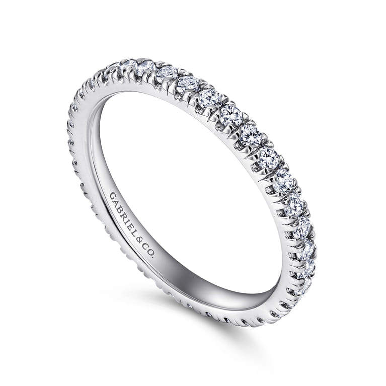 Eternity Band Wedding Ring in 14k White Gold with Round Natural Diamond at Gabriel & Co. - Shot 3