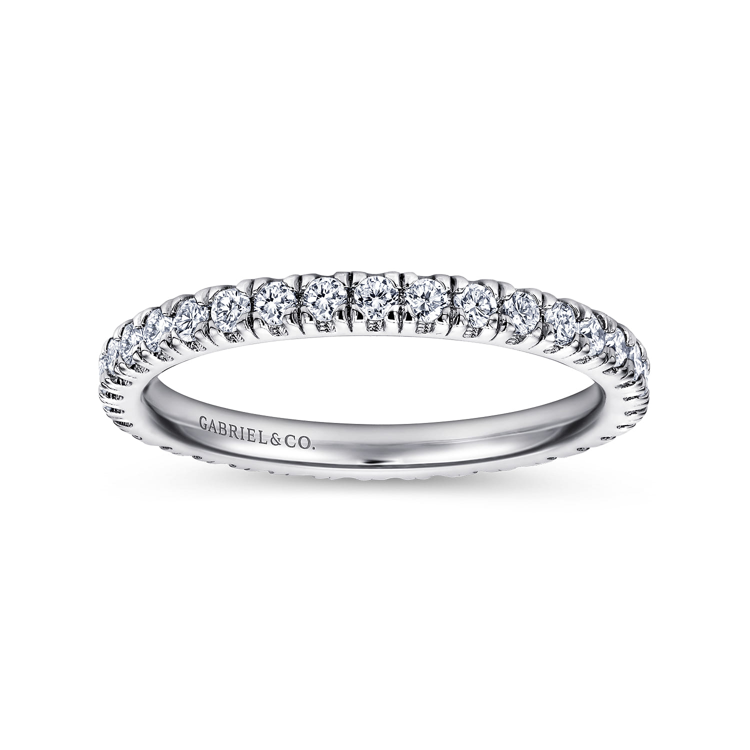 Eternity Band Wedding Ring in 14k White Gold with Round Natural Diamond at Gabriel & Co. - Shot 4