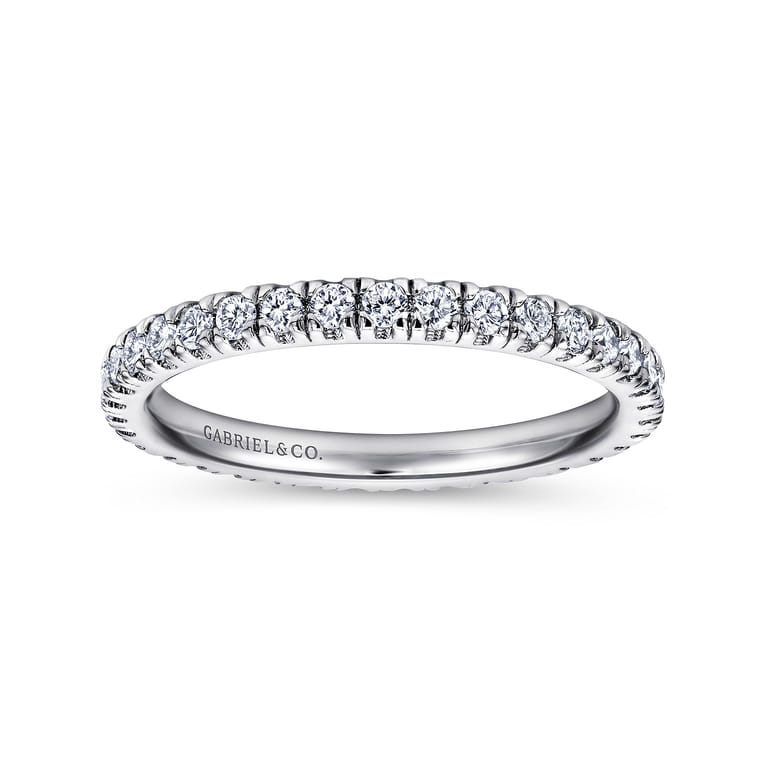 Eternity Band Wedding Ring in 14k White Gold with Round Natural Diamond at Gabriel & Co. - Shot 4