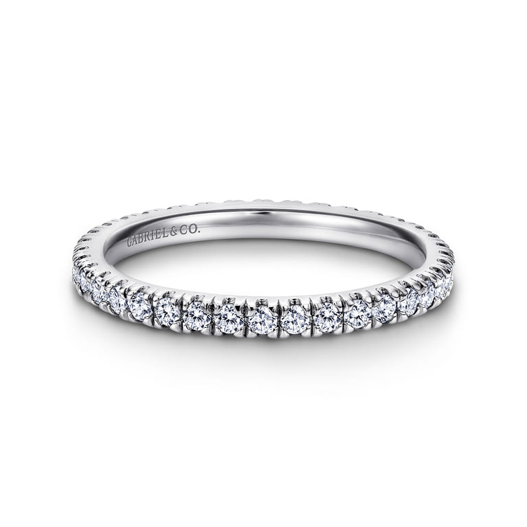 Eternity Band Wedding Ring in 14k White Gold with Round Natural Diamond at Gabriel & Co. - Shot 1