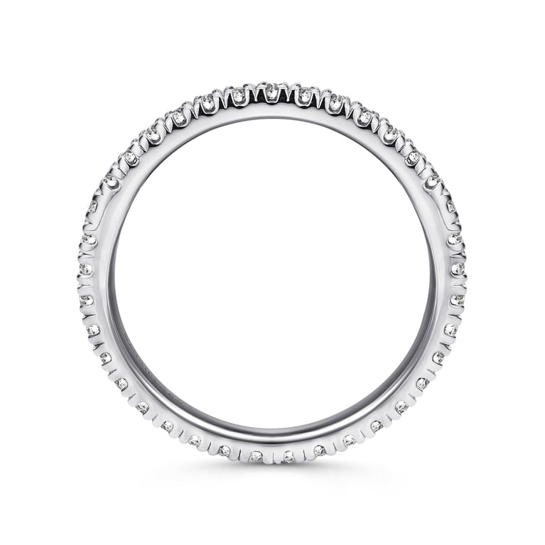 Eternity Band Wedding Ring in 14k White Gold with Round Natural Diamond at Gabriel & Co. - Shot 2