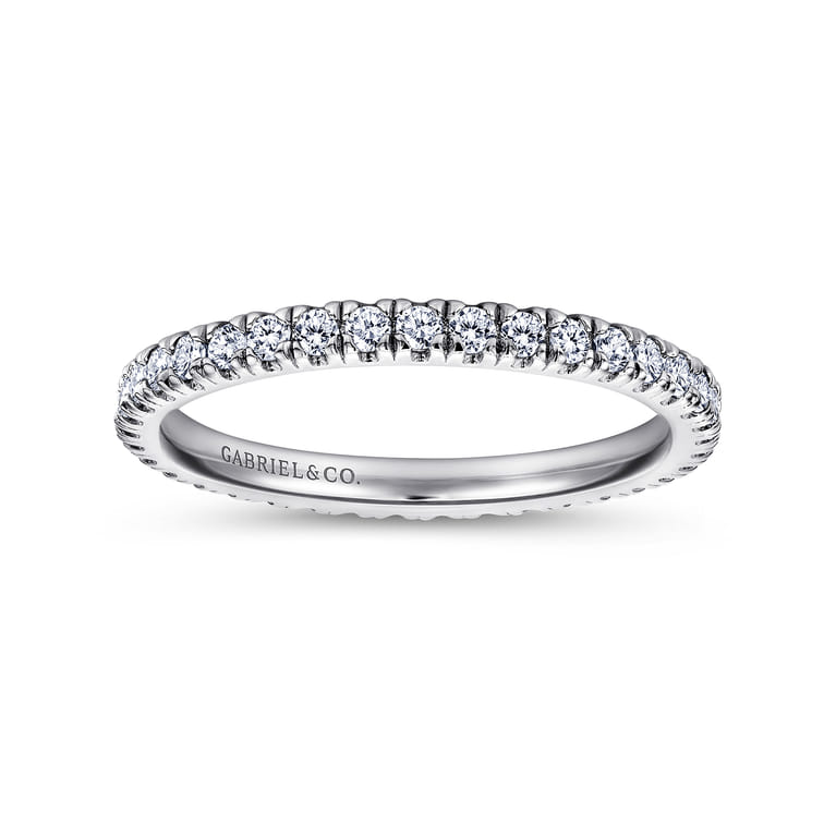 Eternity Band Wedding Ring in 14k White Gold with Round Natural Diamond at Gabriel & Co. - Shot 4