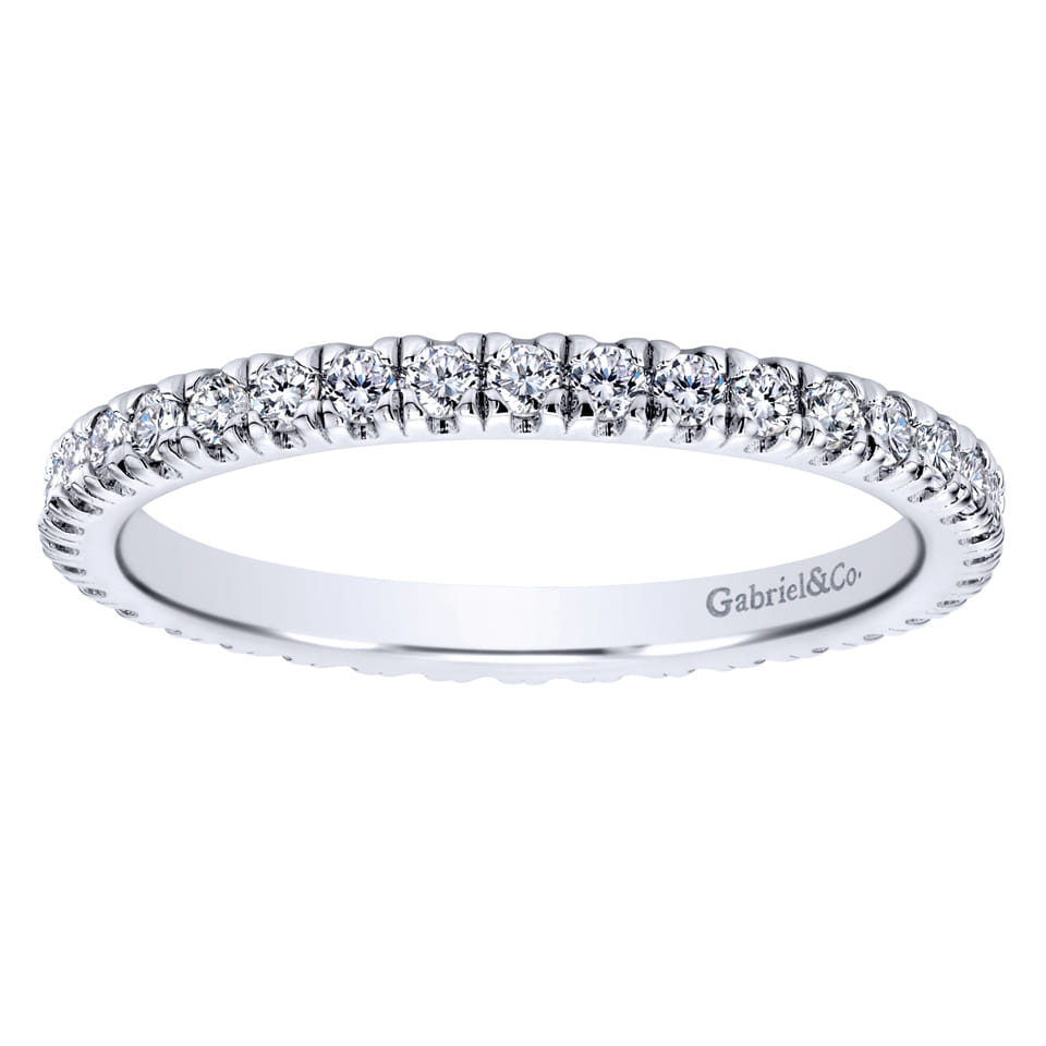 Eternity Band Wedding Ring in 14k White Gold with Round Natural Diamond at Gabriel & Co. - Shot 5