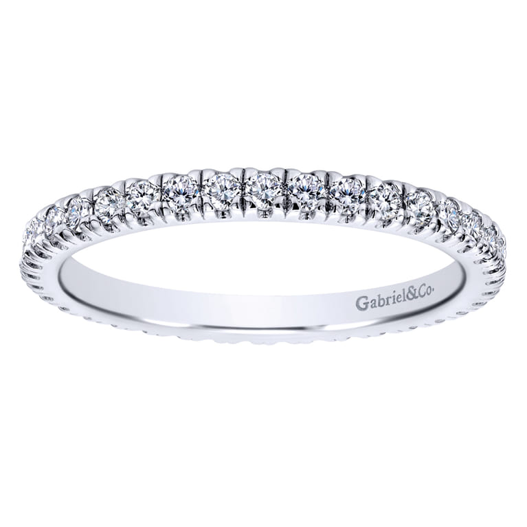 Eternity Band Wedding Ring in 14k White Gold with Round Natural Diamond at Gabriel & Co. - Shot 5