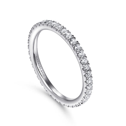 Avignon - 14K White Gold French Pave Set Diamond Eternity Band