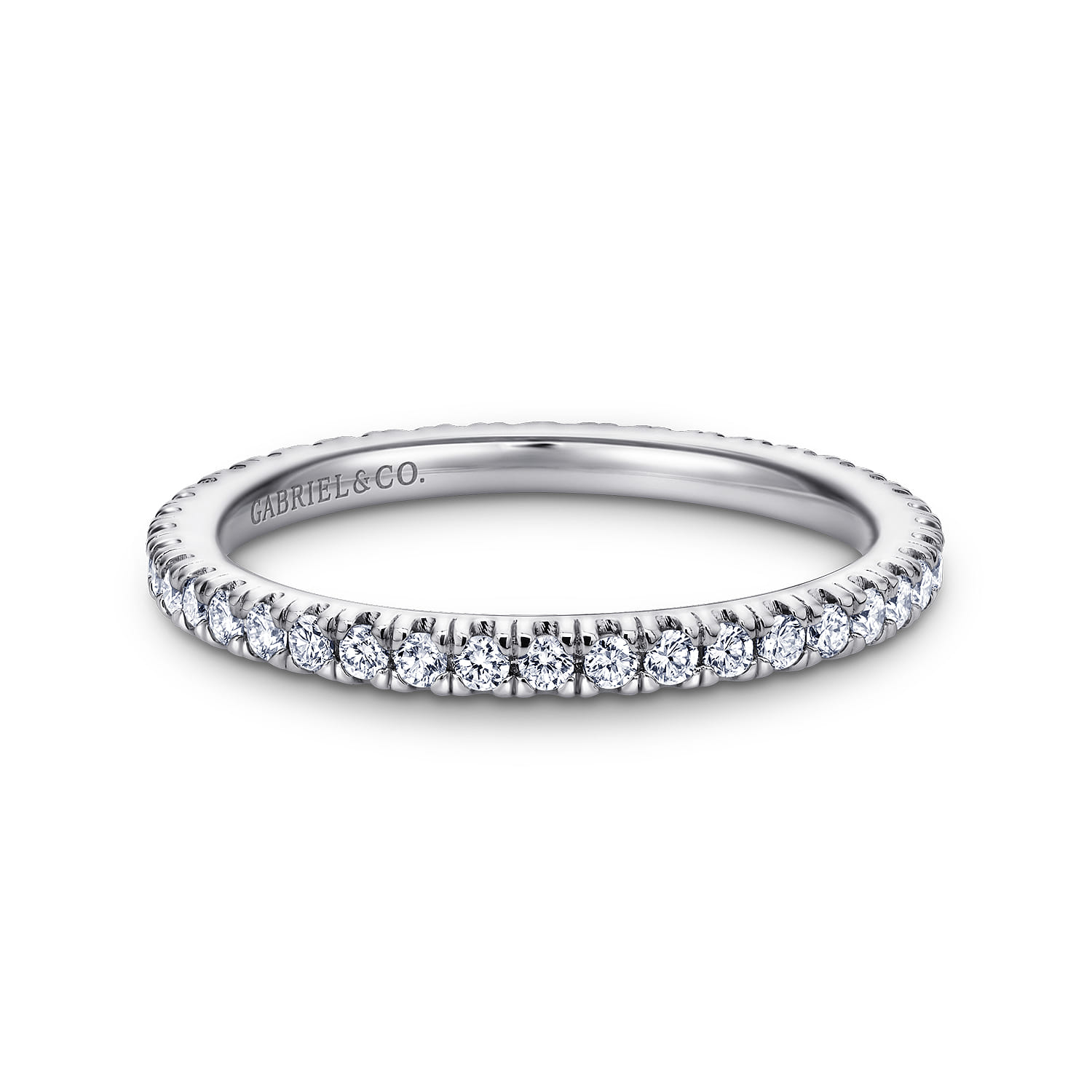 Eternity Band Wedding Ring in 14k White Gold with Round Natural Diamond at Gabriel & Co. - Shot 1