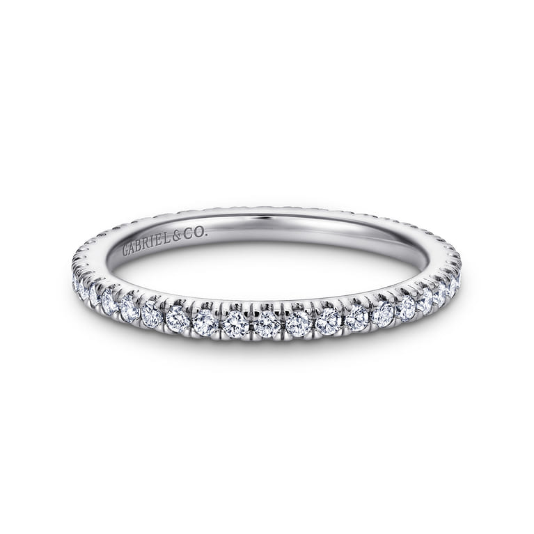 Eternity Band Wedding Ring in 14k White Gold with Round Natural Diamond at Gabriel & Co. - Shot 1
