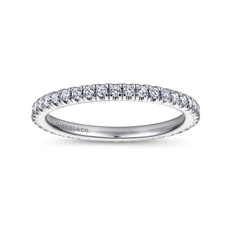 Eternity Band Wedding Ring in 14k White Gold with Round Natural Diamond at Gabriel & Co. - Shot 4