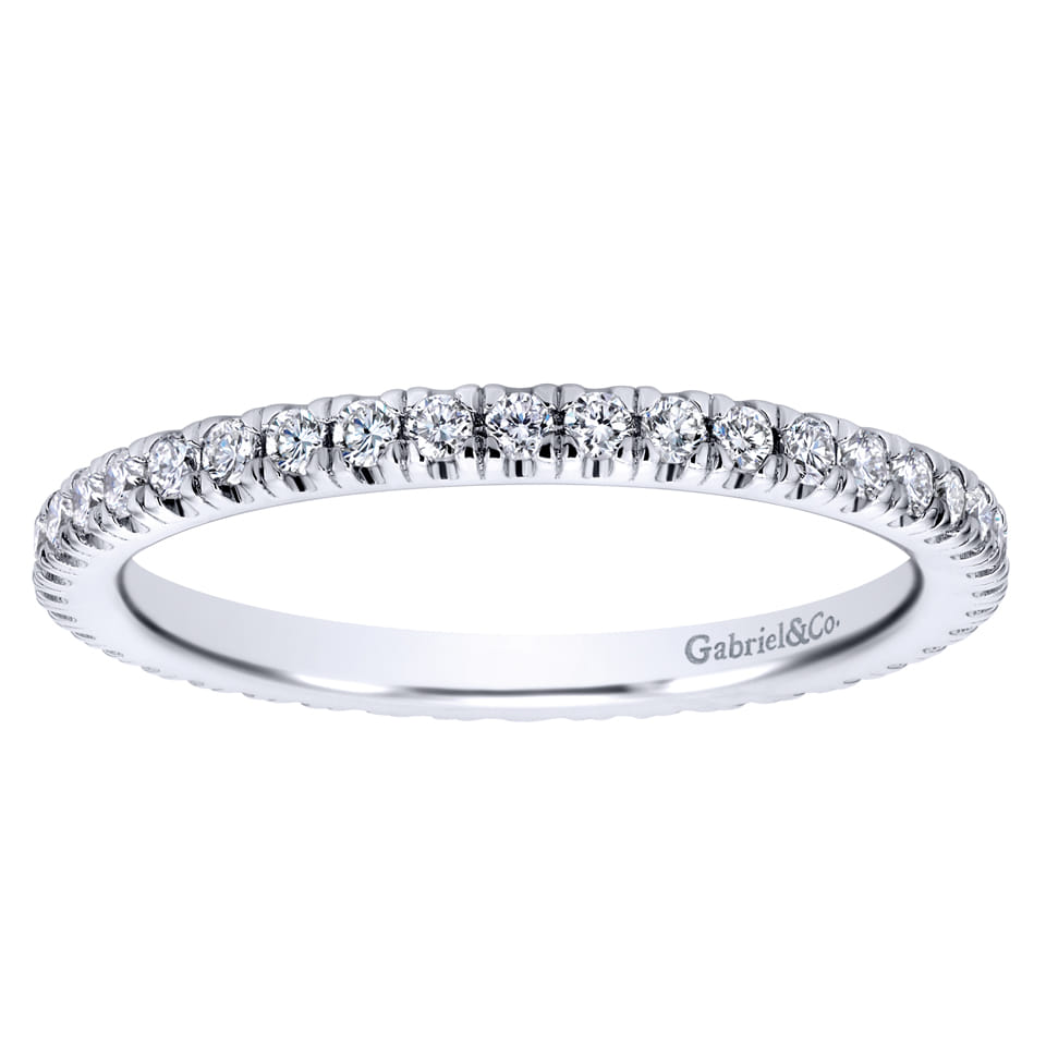 Eternity Band Wedding Ring in 14k White Gold with Round Natural Diamond at Gabriel & Co. - Shot 5