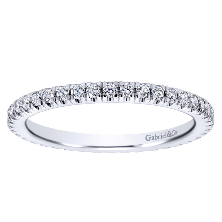 Eternity Band Wedding Ring in 14k White Gold with Round Natural Diamond at Gabriel & Co. - Shot 5
