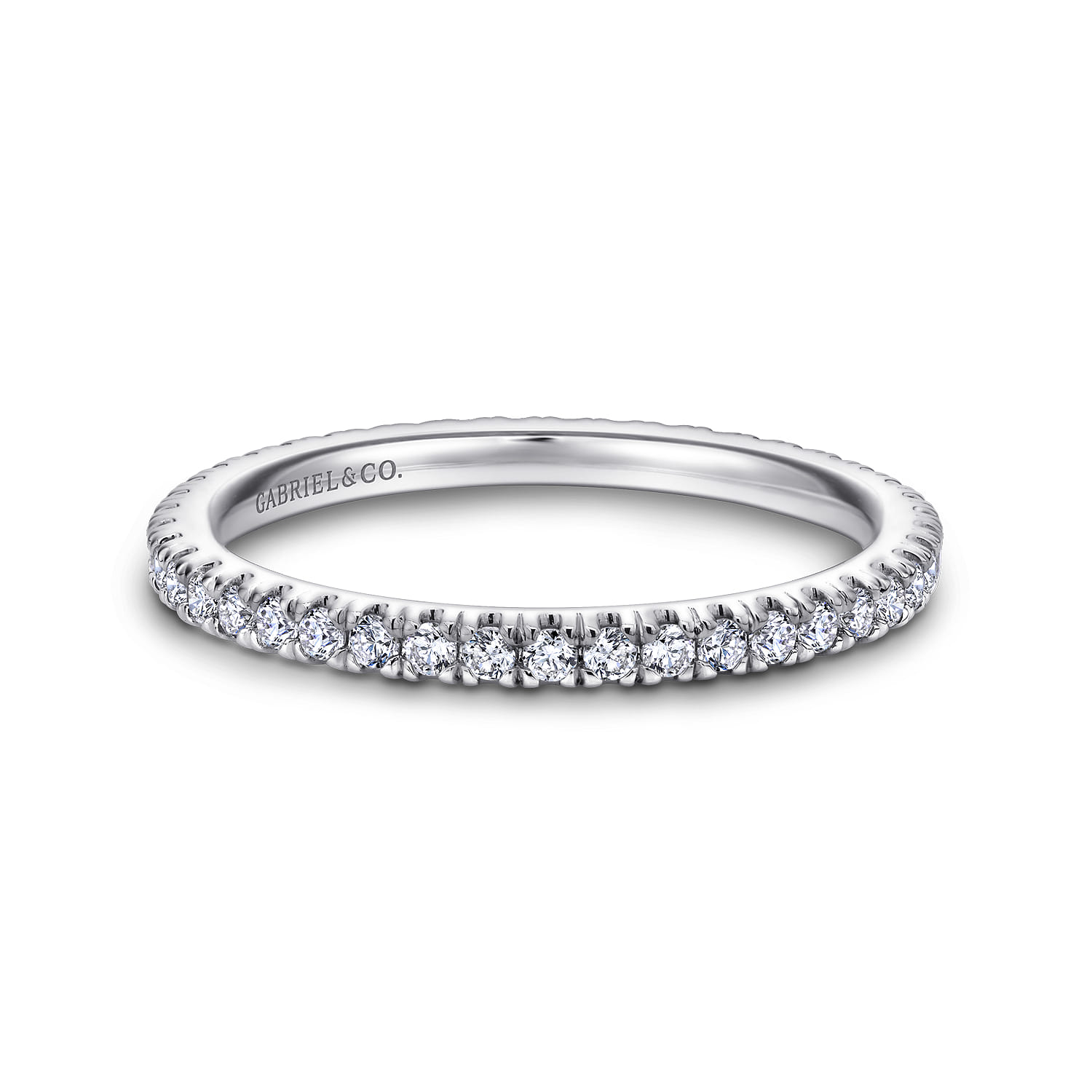 Eternity Band Wedding Ring in 14k White Gold with Round Natural Diamond at Gabriel & Co. - Shot 1