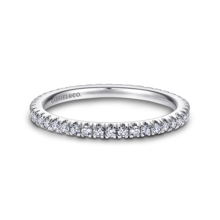 Eternity Band Wedding Ring in 14k White Gold with Round Natural Diamond at Gabriel & Co. - Shot 1