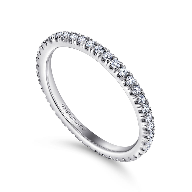 Eternity Band Wedding Ring in 14k White Gold with Round Natural Diamond at Gabriel & Co. - Shot 3